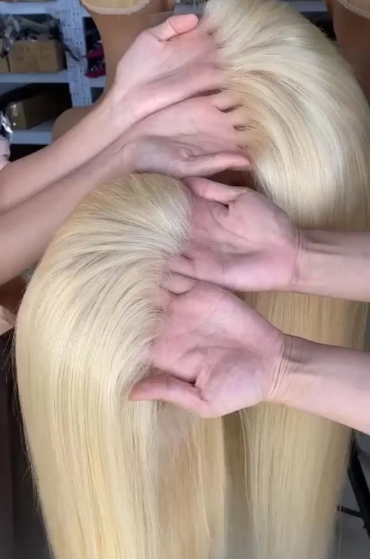 Blonde Silky Straight HD Wigs Pre-Plucked