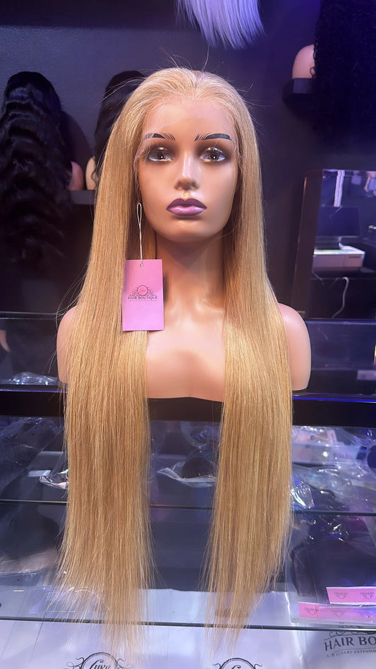 Honey Blonde Silky Straight HD Frontal Wig