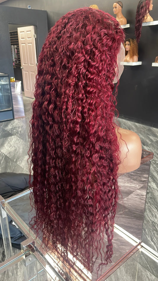 Burgundy Water Wave Wig