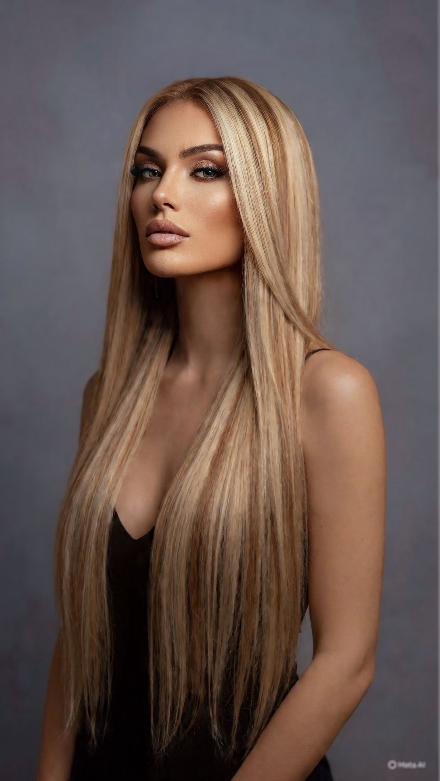 Honey Blonde Highlight HD Silky Straight Wigs