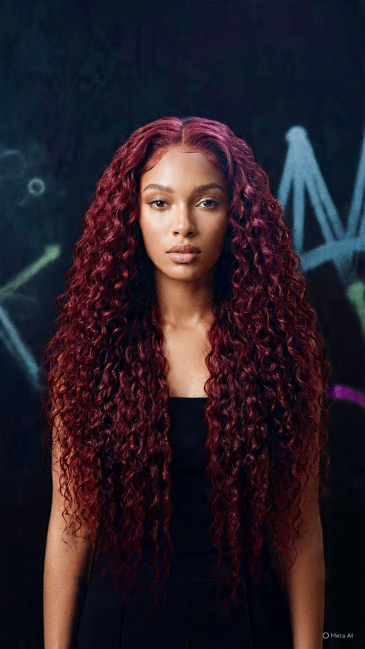 Burgundy Water Wave Wig