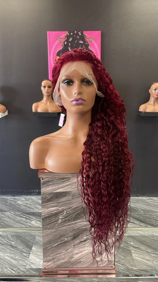 Burgundy Water Wave Wig