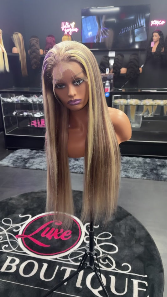Icy Blonde Highlight HD Silky Straight Wig