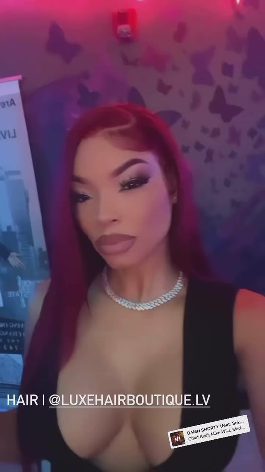 Burgundy Silky Straight Wig